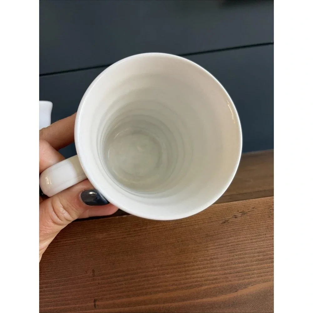 VTG 90s/2000s IKEA Coffee‎ Mugs Set of 2 White Green Geometric Band Ceramic Cups